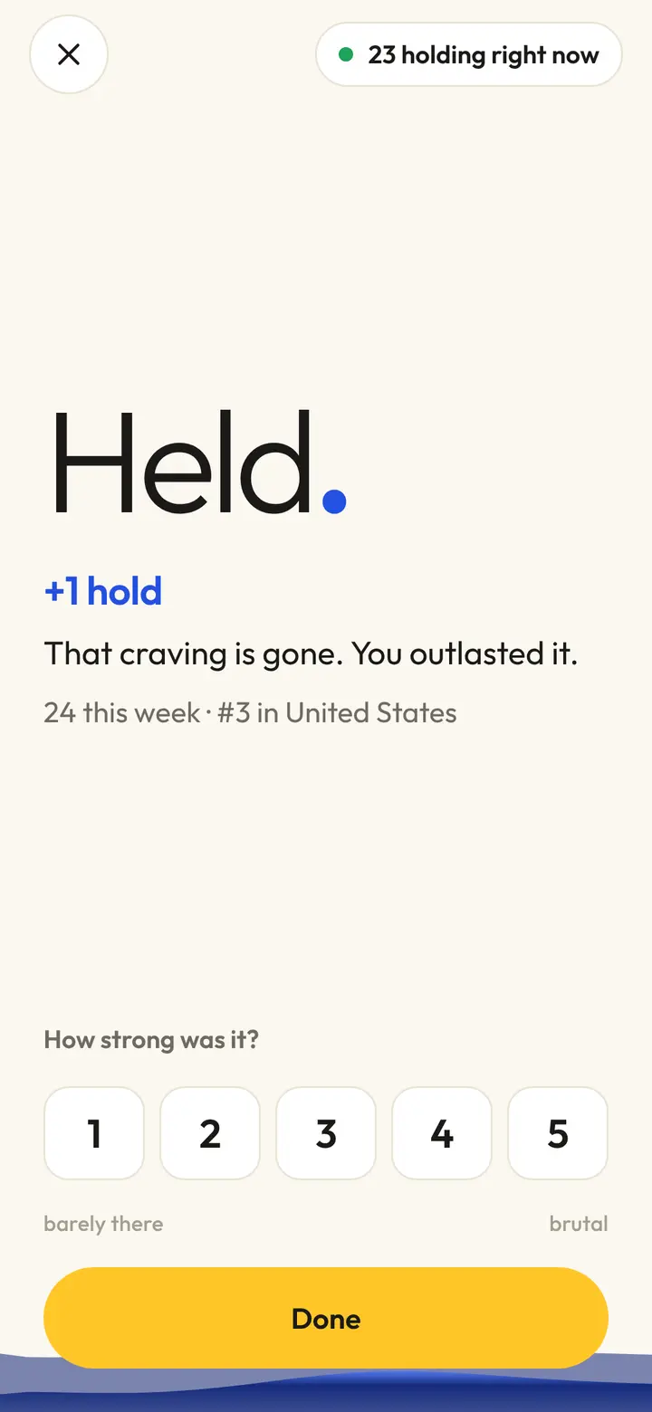 Held. Plus one hold, rated by strength